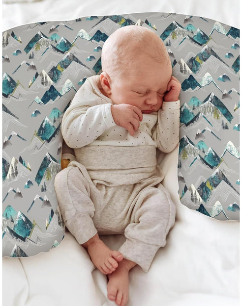 Boho Mountains Baby Nursing Pillow Covers for Boy Girl Mountain Range Landscape Nursery Feeding Pillowcase
