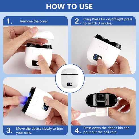 Larimuer Trimmer 3 Trimmer Electric Nail Clipper - Automatic Nail with Speed Modes, LCD Display, Nail Scraps Storage