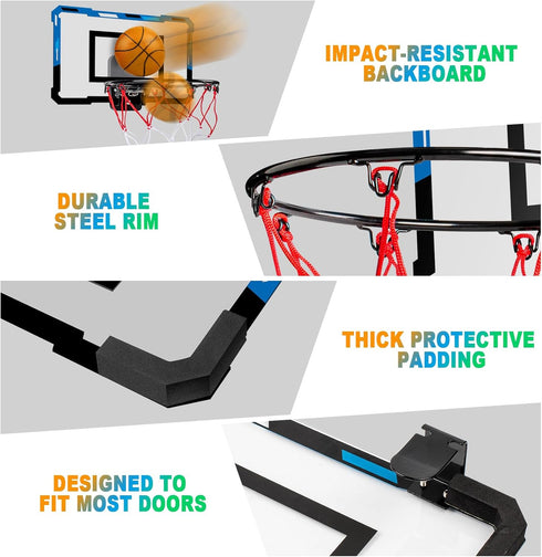 Basketball Hoop Indoor for Kids Adults, Scorer with 2 Scoring Methods, Mini Hoop with 3 Batteries and Balls