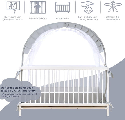 Self-Locked,1200 Holes/Inch 55" 27" 51" Lazyzzzz Crib Tent, Pop Up Mosquito Crib Net with Double Zipper Mesh to Keep