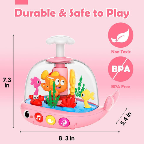 DUPHLAGT 6-12 9-12-18 1 2 3 Baby Girl Toys Months - Press & Spin Aquarium Light Up Musical Toy for Infant Toy Months