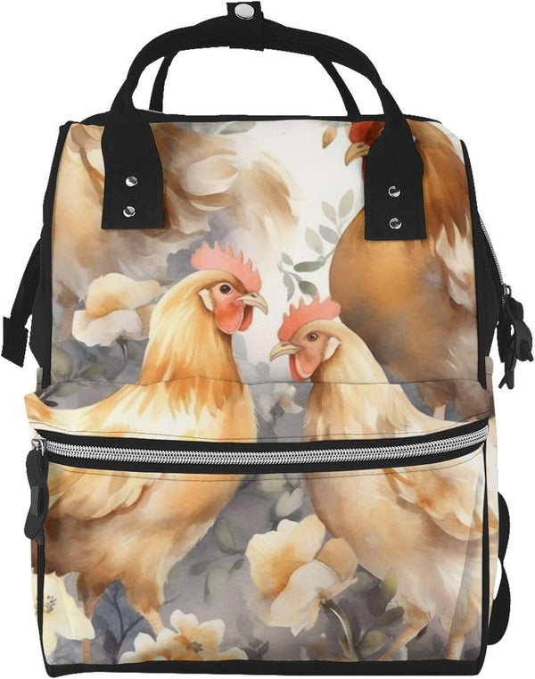 DWVTSLH Chicken duck Diaper Bag Backpack Multifunction Nappy Bags Waterproof Mummy Backpack Large