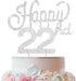 LINGTEER Happy 22nd Birthday Silver Rhinestone Cake Topper - Cheers to 22 Years Old Party Cake Centerpieces Decorations