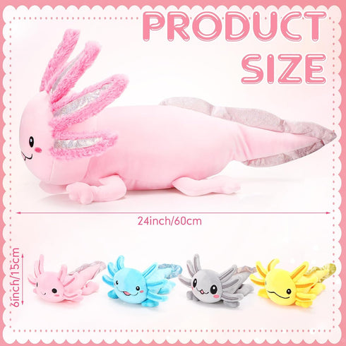 5 Set 24 Inch Mommy 4 Aoriher Pcs Axolotl Plush Axolotl Stuffed Animal with Cute Plush Babies in Belly Soft Cuddly
