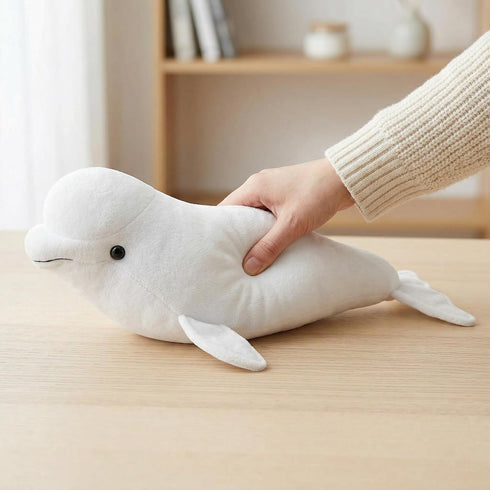 ZHONGXIN MADE 16Inches Simulation White Beluga Whale Plush Toy - Long Lifelike Delphinapterus leucas Doll Whale Stuffed