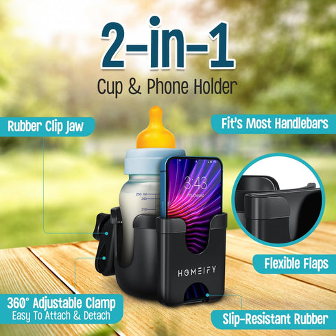 Baby Stroller Organizer Set, Universal Stroller Bag with Cup Holder and Phone Holder, Accessories for Stroller