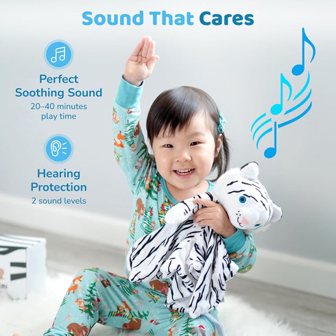 4 1 (0-3 Love By Emi in Baby Lullaby Sleep Soother Toy - Stuffed Animal Sound Machine & Pacifier Holder | Heartbeat