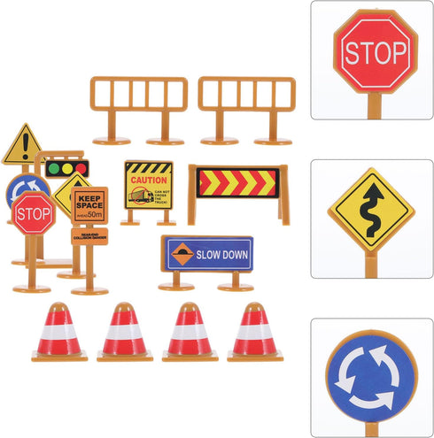 Playset: 30pcs 3+ iplusmile Kids Traffic Signs Street Traffic Cone Barricade Signs Crosswalk Signal Educational Mini