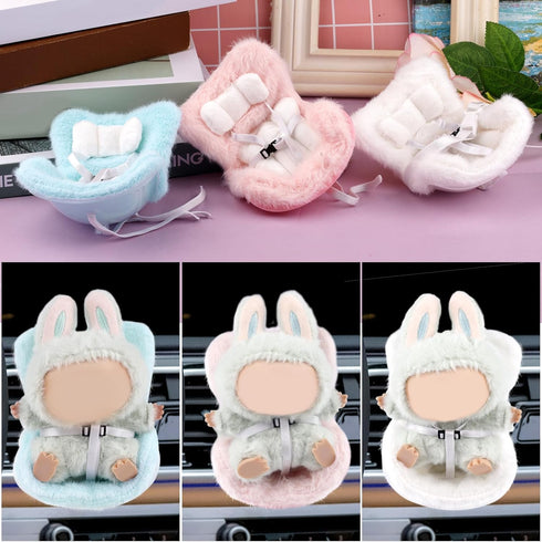 BOXOB 3.94-6.69in Dolls Car Seat, Decorative Car Doll Sofa with Furry Cushion & Fragrant Tablets Cute Air Vents Chair