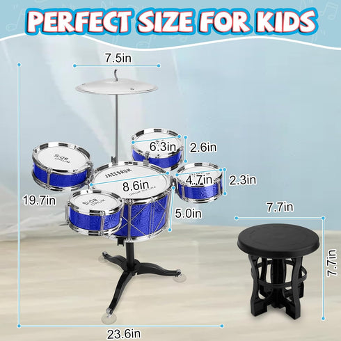 Set 8 Playset Toddler Drum Kids Jazz Drum Kit Piece - Educational Percussion Musical Instruments Toy Christmas Birthday