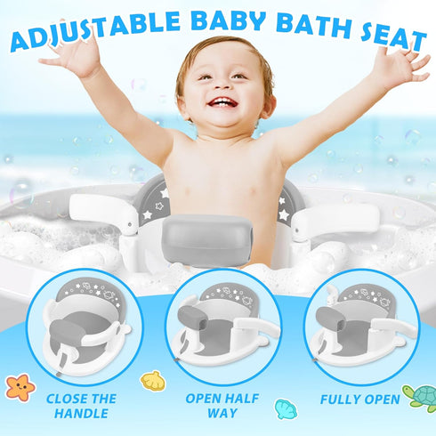 6 Baby Bath Seat for Babies Months & up,Baby Bathtub Chair,Non-Slip Toddler Bath Support,Sit Up Bath Seat for Baby,Safe