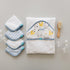 5-Piece 100% Set Featherhead Cotton Muslin Hooded Bath Towel & Washcloths for Baby Boy - Ultra Soft and Extra Absorbent
