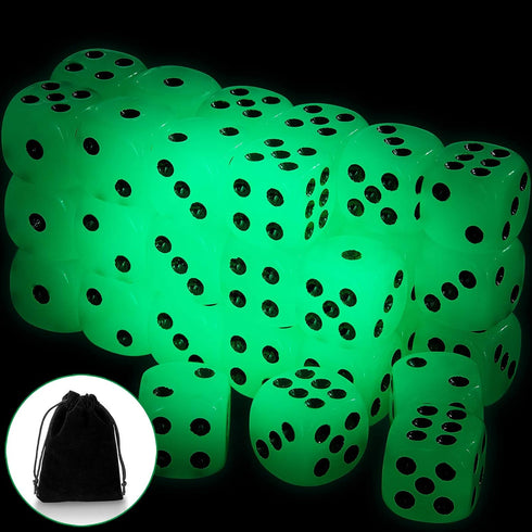 36 Pieces Glow in The Dark Dice Set, Luminous 6 Sided Dice with Black Velvet Pouches for Board Games