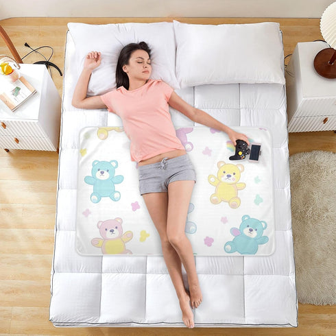 siphylline 52" 34" Cartoon Cute Colorful Teddy Bear Extra Large Resuable Potty Training Pee Pad Soft Absorbent Pads