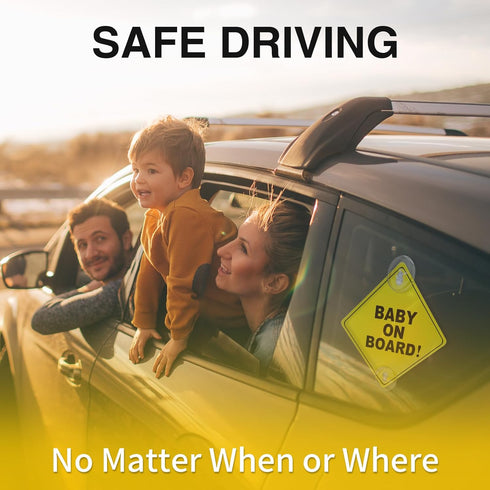 VASTRISE 2 5"x5" Pcs Baby On Board Sign for Car with Suction Cups,About Essential Safety Signs for Cars - Bright