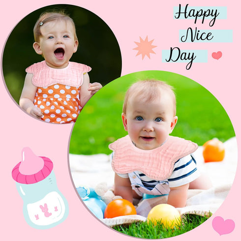 Geyoga 10 Pcs Baby Bibs, 360° Rotate Bandana Muslin Drool Bibs, Petal Bibs, Burp Gauze Cloths, Absorbent