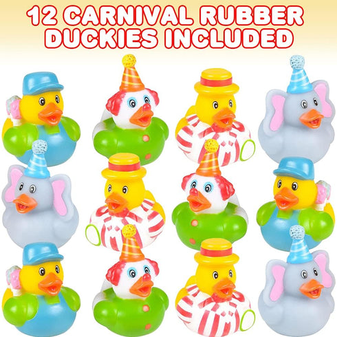 Pack 12 ArtCreativity Carnival Rubber Duckies for Kids, of Cute Duck Bathtub Pool Toys, Fun Carnival Supplies, Birthday