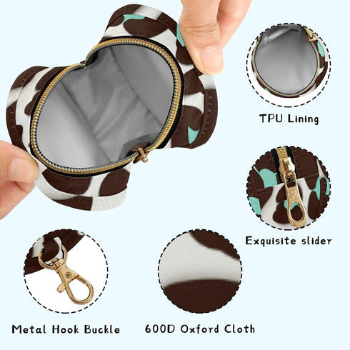 Wajiw Pacifier Storage Case for Travel, Round Pacifier Case with Zipper & Hook Buckle, Pacifier Storage Bag for Mom