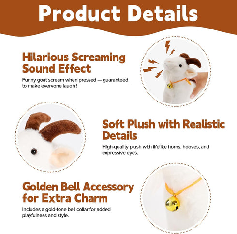 Freetoes Adults,Dammit Screaming Goat Toy,Goat Stuffed Animal Plush Desk Toy,Makes Fun Screaming Goats Sounds,Funny Gag