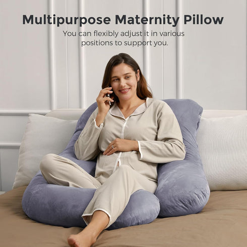 Momcozy 57 Inch Pregnancy Pillows for Sleeping, U Shaped Full Body Maternity Pillow with Removable Cover - Support