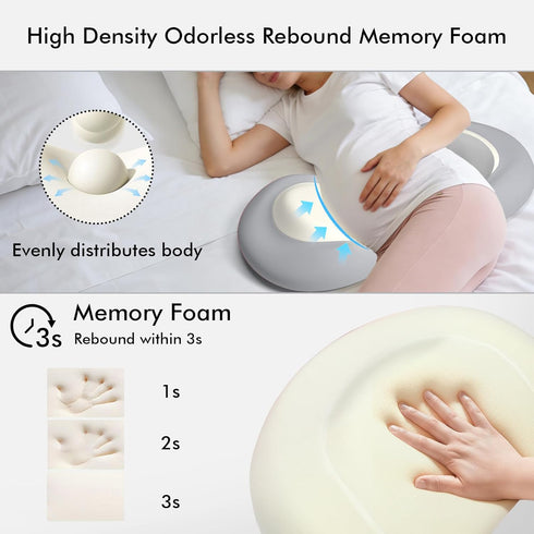 Pregnancy Pillows for Sleeping, Memory Foam W Shaped Maternity Pillow for Pregnant Women, Adjustable Travel Pregnancy