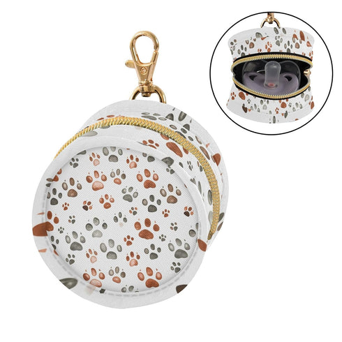 Paw Prints Round Pacifier Storage Case with Zipper, Portable Pacifier Case for Travel, Diaper Bag & Purse, Pacifier