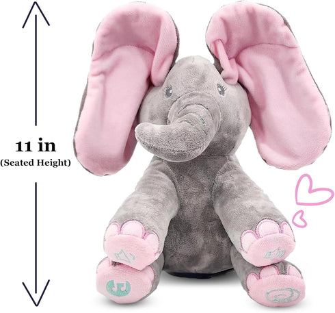 0 Dimple Kaia Elephant Stuffed Animal Toy - Animated Plush Pink Singing Elephant, Interactive Musical Peek-a-Boo
