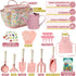 Set 14Pcs Qtioucp Kids Gardening Garden Tools with Tote Bag,Watering Can, Shovel, Apron, Garden Book and More