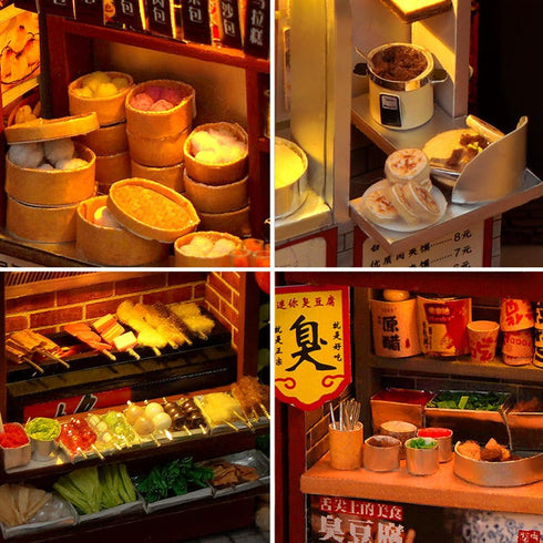TOPBSFARNY 3D DIY Food Court Miniature Book Nook Kit Model Wooden Dollhouse Booknook Craft Kits Room Decor, Miniature