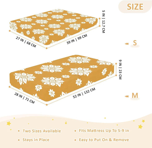 JUNZAN 52x28 Geometry Florals Baby Crib Sheets Cotton Fitted Crib Sheets for Boys Girls Standard Toldder Bed Mattress