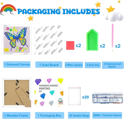 Diamond Art Kits for Kids - Crafts for Girls 8-12, Diamond Art Painting with Wooden Frame for Ages 4-10