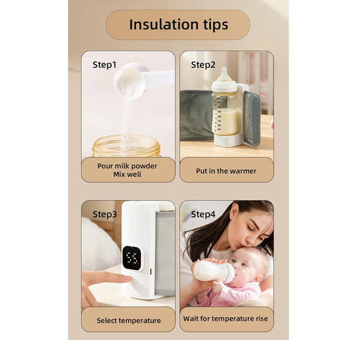 Portable Bottle Warmer for Breastmilk, Travel Baby Bottle Warmer Sleeve with Constant Temperature Heating, Rechargeable