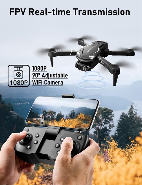 Cool Mini Drone with 1080P Camera for Kids Adults, Remote Control Drone with 3 Batteries, One-Click Take Off, Gifts