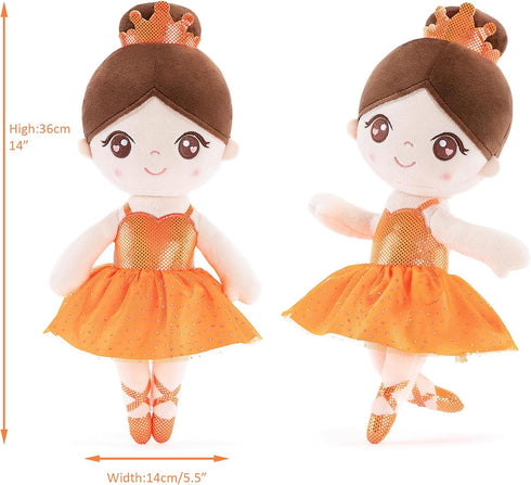 14 Inches Gloveleya Baby Girl Gifts Dolls Soft Plush Toy Ballet Girl Doll Orange with Gift Box