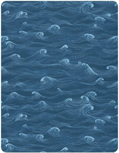 Dussdil 52 28 Dark Navy Blue Ocean Waves Crib Sheet for Girls Boys Baby Toddler Bed Mattress Sheets Babies Fitted Crib