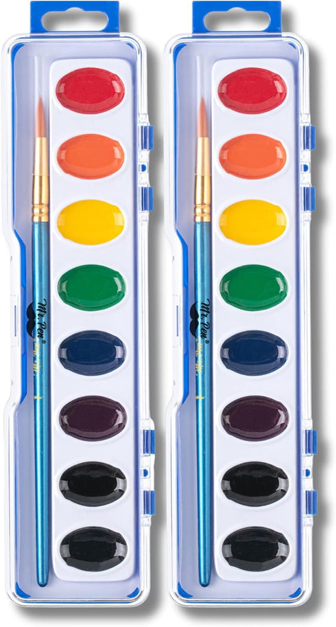 Mr. Pen- Washable Watercolors, 2 Pack, 8 Colors with Paint Brush, Watercolor