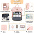 Backpack 35L ROSEGIN Pink Diaper Bag for Baby Girls - Baby Shower Gifts for Mom, Quilted Diaper Bag with Changing Pad