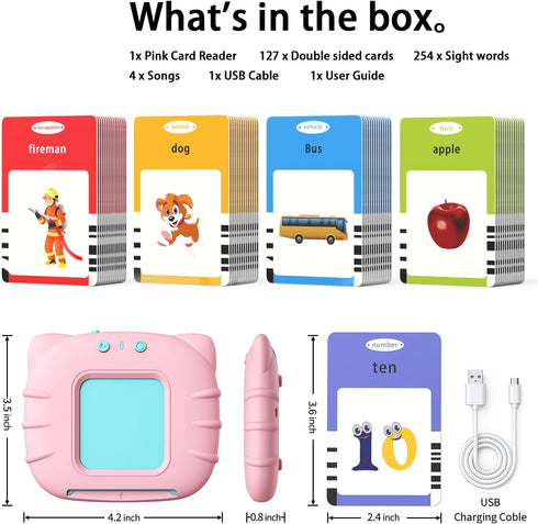 254 123, 3 4 5 Kidzdo Learning Toys for Toddler - Sight Words Talking Flash Cards with Music, ABC etc, Pocket Speech