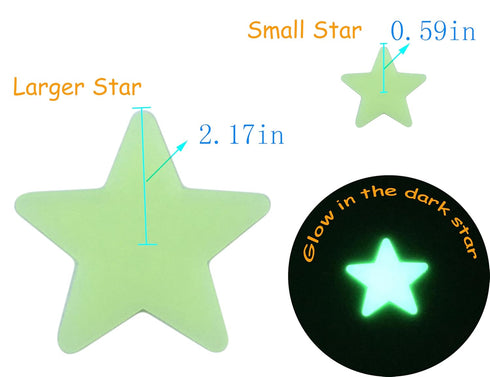 204PCS Glow in The Dark Luminous Stars Wall Stickers Decals for Home Ceiling Baby Kids Bedroom (Multi-Color)