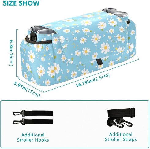 miaozhen Simple Blue Daisy diaper bag stroller organizer diaper caddy stroller carry organizador para carreola