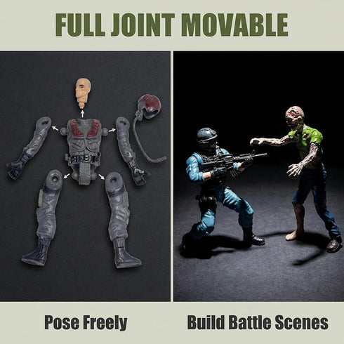 LIVELYOU Playset (12PCS) Army Men VS Zombie Action Figure Toys Realistic Battle Scene Zombie Collections Christmas