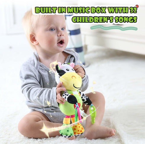 Interactive 3D Teethers Musical Baby Toy, Plush Stroller Hanging Doll for Infants, Soft Toys with Multi-Sensory Features