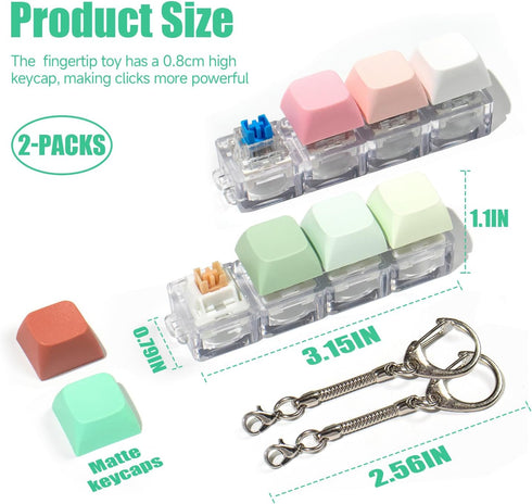 2Pcs Keyboard Fidget Toy - Fidget Keyboard Keychain Keyboard Clicker Fidget Toy Stress Relief Keyboard Fidget Clicker