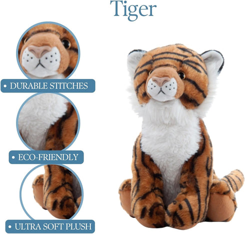 12 inches The Petting Zoo Tiger Stuffed Animal Plushie, Gifts for Kids, Wild Onez Zoo Animals, Tiger Plush Toy
