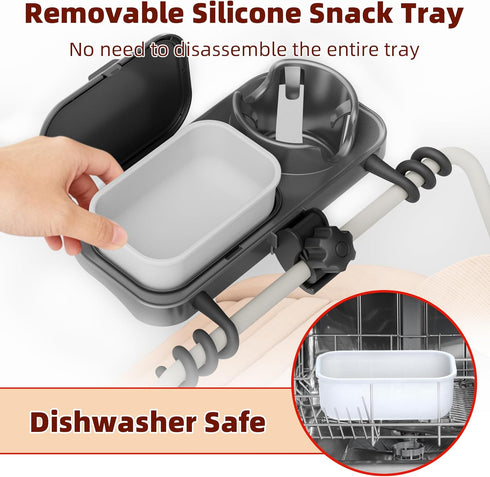 Universal Stroller Snack Tray, Compatible with Nuna Uppababy Mockingbird, Stroller Snack Tray Attachment with Cup