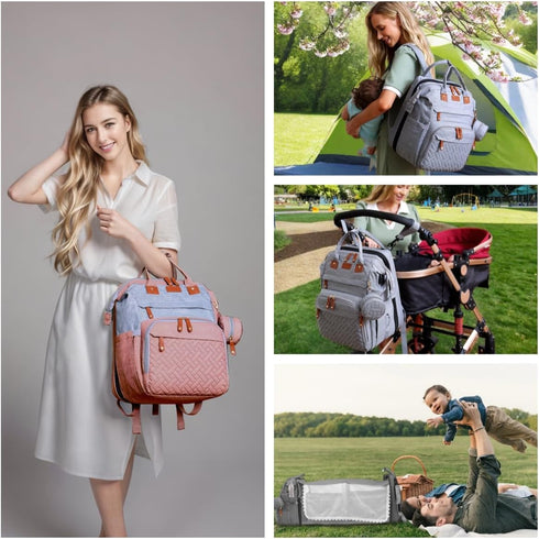 CESAILT Backpack, Backpack Diaper Bag Multifunction Travel Baby Bag, Waterproof Tote with USB Port, Pacifier Case