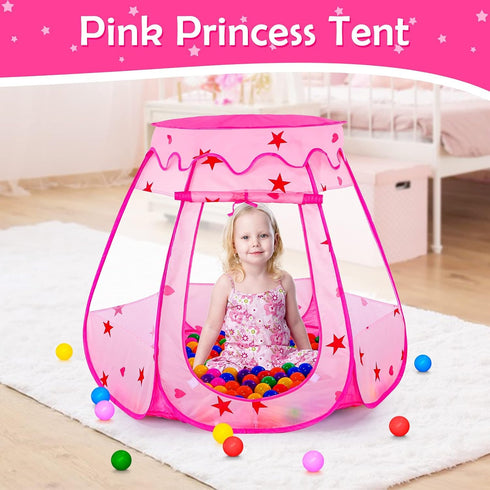 Baby Ball Pit for Toddlers - Kids Pop Up Play Tent with 50 Balls, Princess Toys for Indoor & Outdoor Play