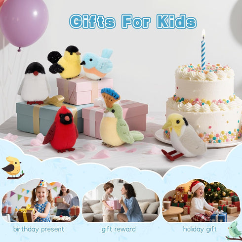 6 Set,6 Inch Muiteiur Pcs Bird Stuffed Animals Soft Plush Toy, Stuffed Animal Bulk for Kids Boys Girls, Bird Lovers