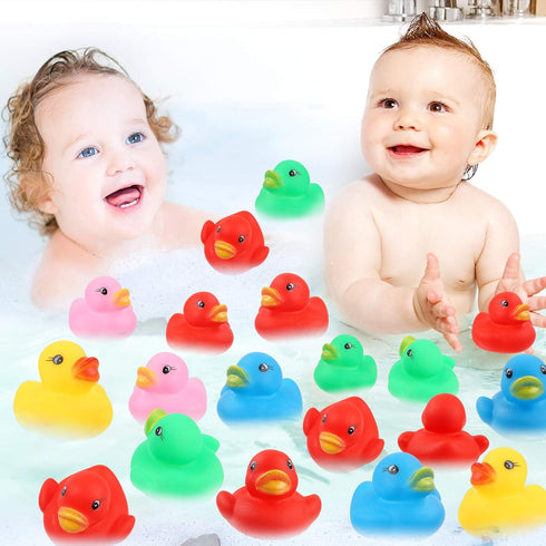 50 Pcs Multicolor Mini Rubber Ducks Bath Toy, Float Duck Baby Bath Toy for Shower Birthday Party Christmas Favors