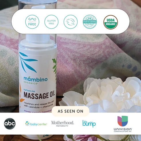 2-Pack 5 oz Mambino Organics Massage Baby Oil Organic, Nourishing with Egyptian Calendula, Chamomile & Lavender Gentle